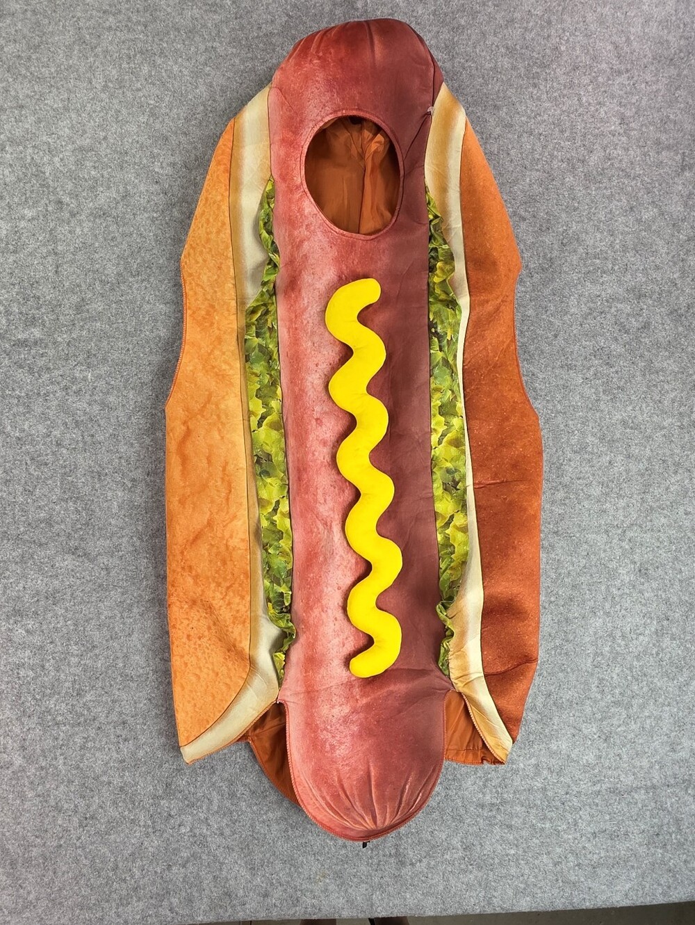 Hot Dog Costume with Mustard Detail - Orange & Yellow Unisex OSFM Halloween